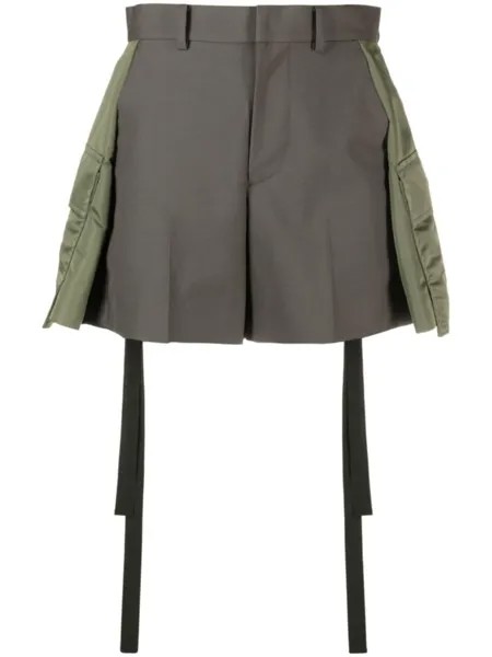 Короткие шорты с завышенной талией sacai, зеленый