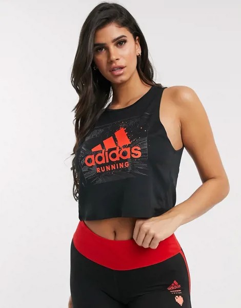 Черная майка с логотипом adidas Running-Черный цвет