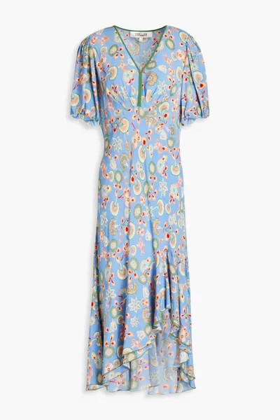 Тканое платье миди с цветочным принтом Diane Von Furstenberg, светло-синий