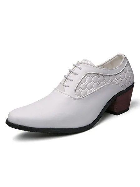 Milanoo Men's Lace Up Woven Block Heel Oxfords