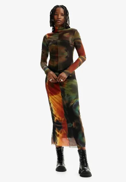 Длинное платье Watercolour Midi Desigual, коричневый