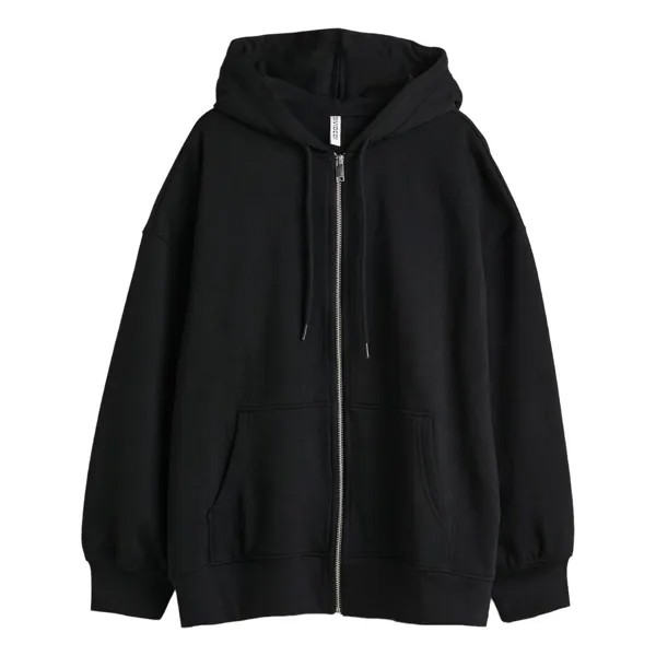 Толстовка H&M Oversized Zip-through, черный