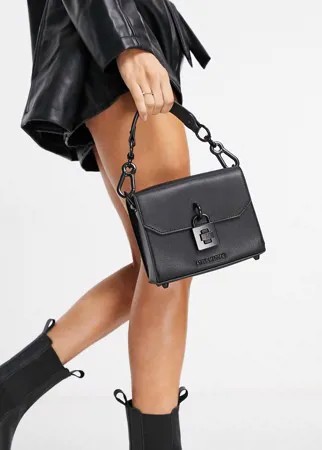 Однотонная черная сумка через плечо с замком Steve Madden Belaniel-Черный