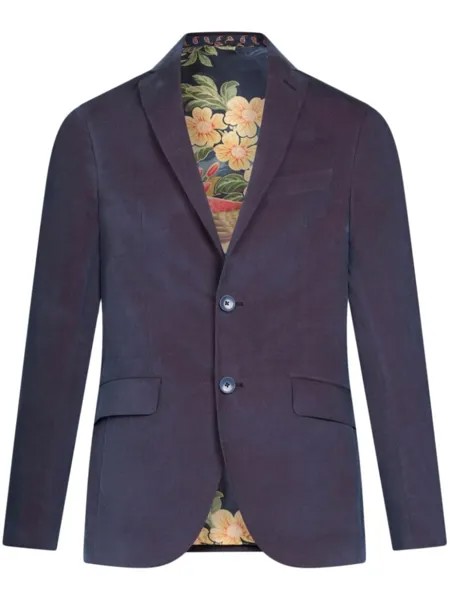 ETRO однобортный бархатный пиджак, синий