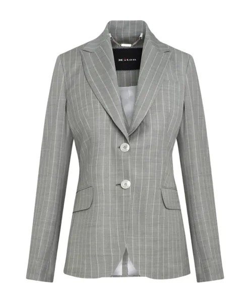 Шерстяная куртка для верховой езды в тонкую полоску Kiton, серый
