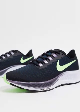 Черно-лаймовые кроссовки Nike Running Air Zoom Pegasus 37-Черный цвет