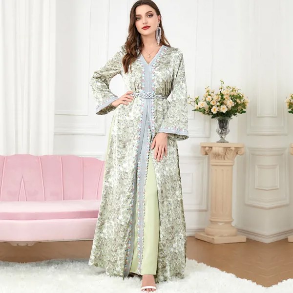 Роскошное платье Caftan, турецкое вечернее платье, мусульманская одежда Дубая, женский модный костюм из двух частей, мусульманское платье