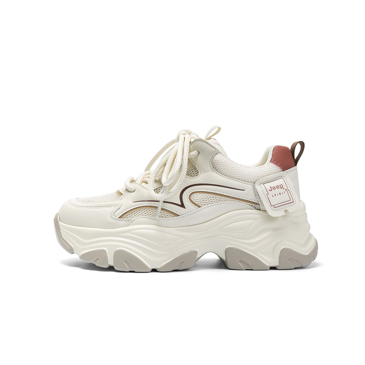 Кроссовки JEEP SPIRIT Chunky Sneakers Women's Low-top, бежевый/красный
