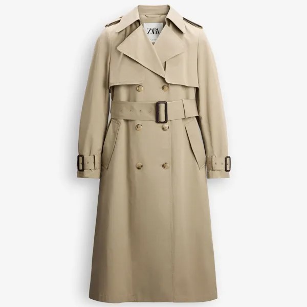 Тренчкот Zara by Carlyne Cerf Water-repellent, серо-бежевый
