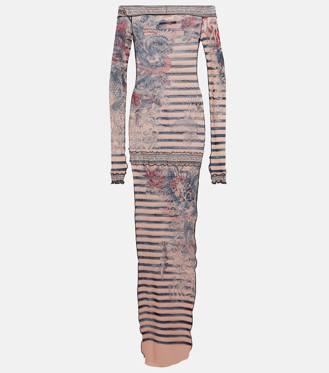 Платье макси с принтом из коллекции tattoo Jean Paul Gaultier, мультиколор