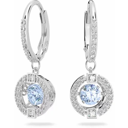 Серьги с подвесками SWAROVSKI, кристаллы Swarovski, размер 25 мм, серебристый