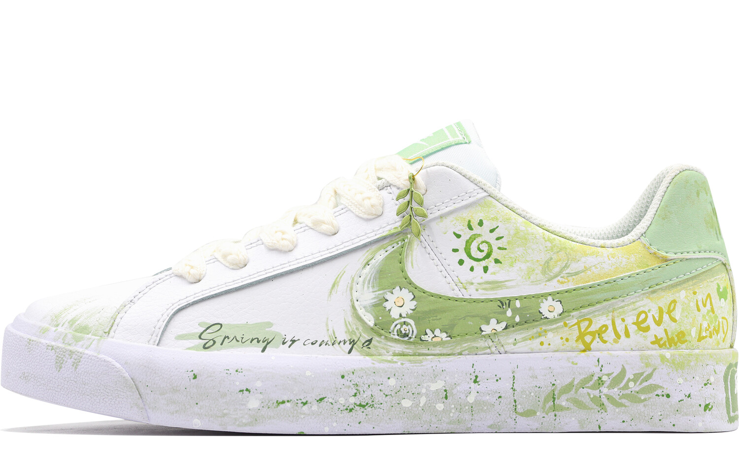 Кроссовки Nike Court Royale Skateboarding Shoes Women's Low-top White, зеленый