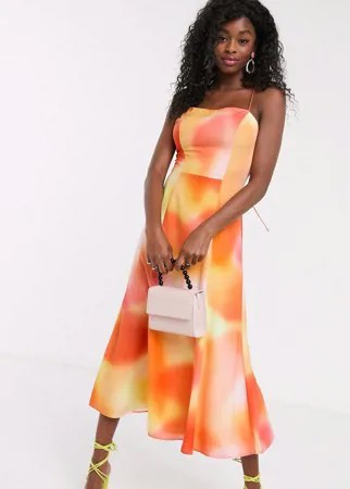 Платье-комбинация миди с принтом тай-дай C/Meo Collective-Оранжевый цвет