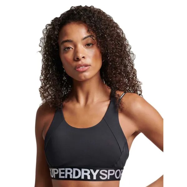 Спортивный бюстгальтер Superdry Train Branded Elastic, черный