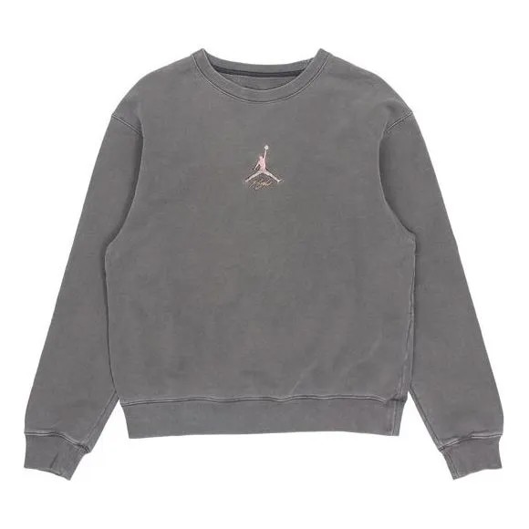Толстовка Men's Air Jordan As J Flt Hrtg Flc Crew Embroidered Logo Sports Knit Pullover Round Neck Autumn Dark Grey, серый
