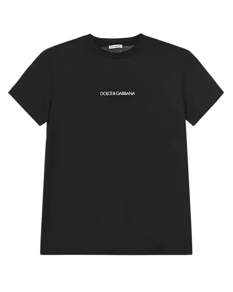 Черная футболка с вышитым логотипом Dolce&Gabbana