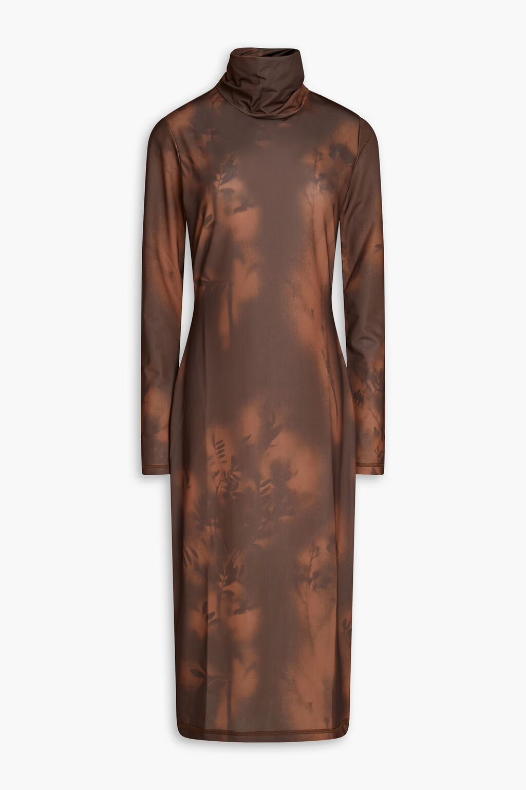 Платье миди из эластичного джерси с принтом Soil и воротником-стойкой Holzweiler, коричневый