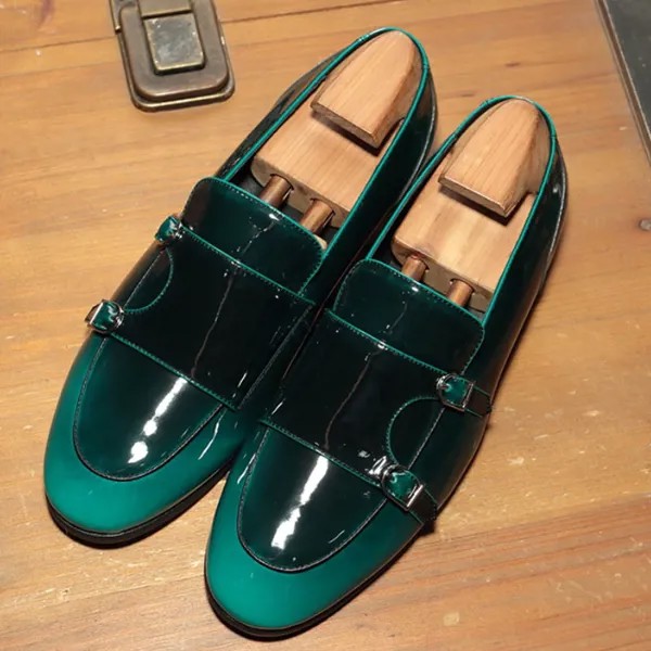 2021 дизайнерские туфли, мужская повседневная обувь, градиентные зеленые лакированные кожаные роскошные лоферы, Мужская классическая обувь, мокасины