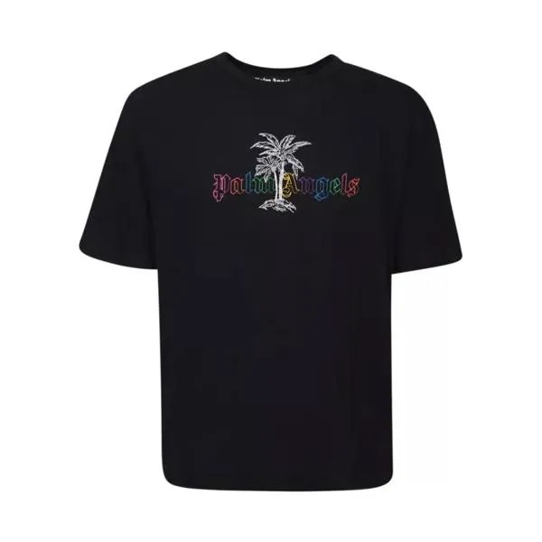 Футболка frontal logo t-shirt Palm Angels, черный