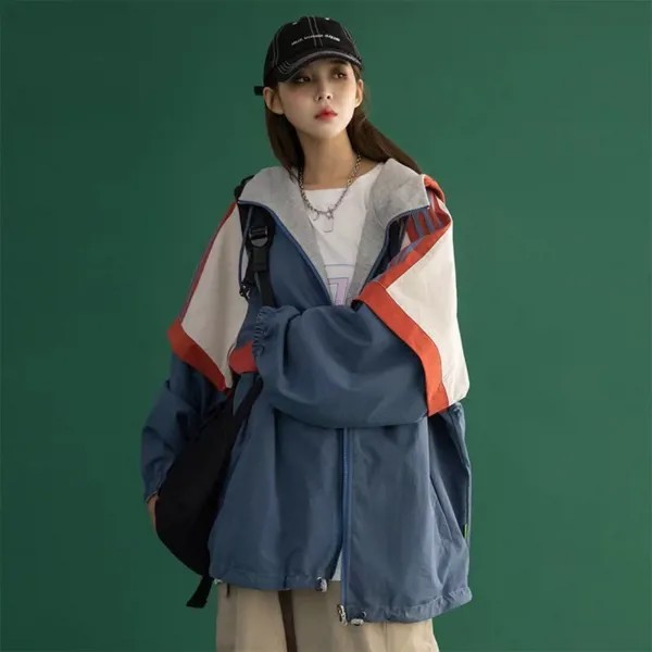 Женская куртка с обеих сторон на весну и осень 2020 Новинка Корейская Свободная куртка женская тонкая универсальная японская ветровка bf