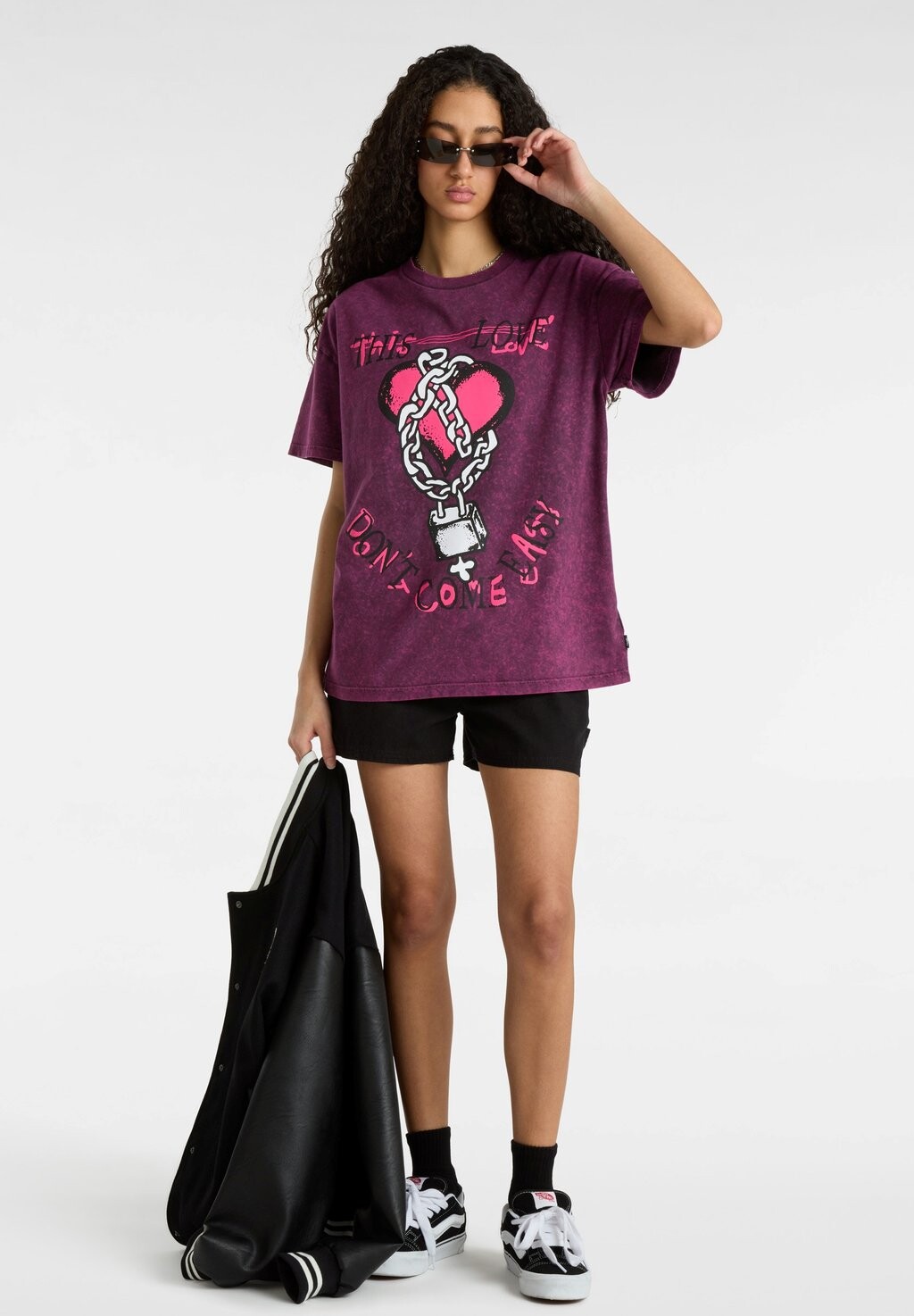 Футболка с принтом LOVE SHACKLE OVERSIZED Vans, черный