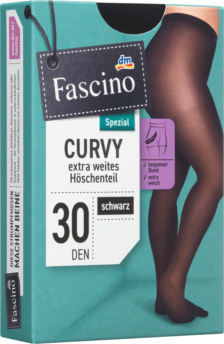 Колготки Curvy черного размера. 56/58 30 ден 1шт. Fascino