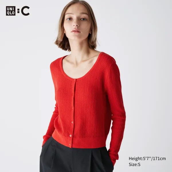 Короткий кардиган UNIQLO, красный