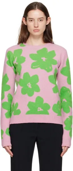 Розово-зеленый жаккардовый свитер Jil Sander