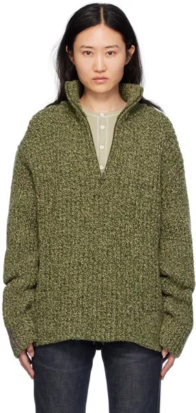 Зеленый заштопанный свитер Maison Margiela