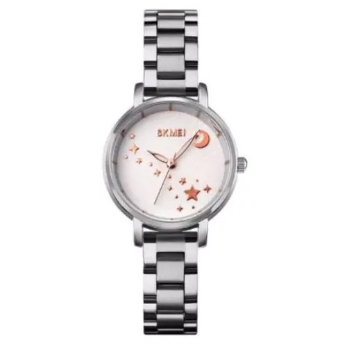 Часы наручные женские, кварцевые, серебристый, металлический браслет Skmei 1708silver