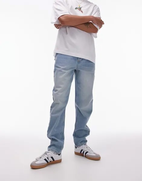 Летние зауженные джинсы Topman светло-синего оттенка
