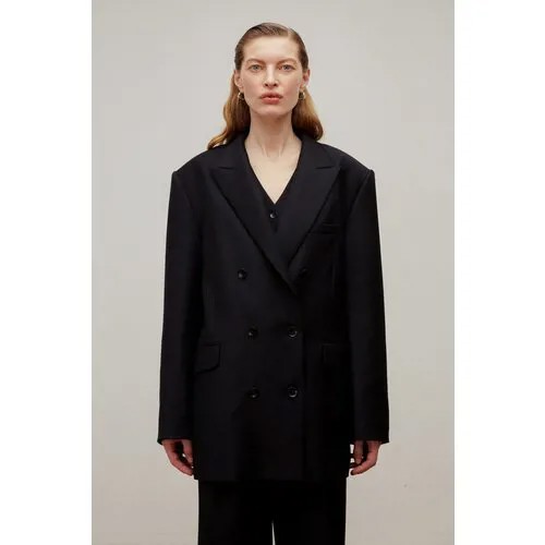 Пиджак Lesyanebo, средней длины, оверсайз, размер XS, черный