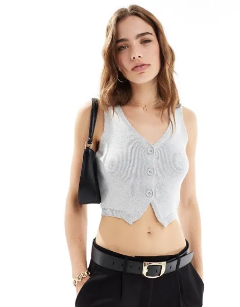 Серый вязаный жилет Stradivarius