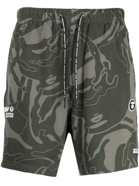 Спортивные шорты с кулиской и принтом AAPE BY *A BATHING APE, зеленый