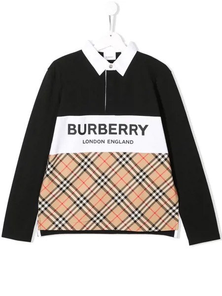 Burberry Kids рубашка поло в клетку