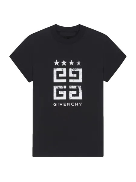 Хлопковая облегающая футболка 4G Stars Givenchy, черный