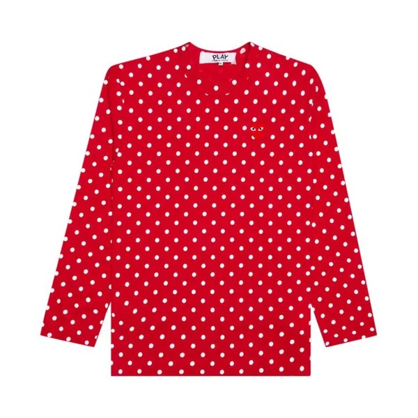 Футболка Comme des Garçons Polka Dot Long-Sleeve Tee, красный