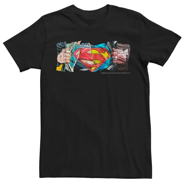 Мужская футболка с логотипом DC Comics и Суперменом из рваной бумаги Licensed Character