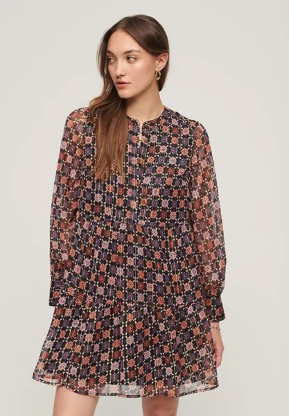 Повседневное платье LONG SLEEVE TIERED MINI Superdry, цвет geo floral print