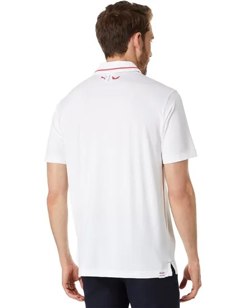 Поло Puma Volition Freedom Stripe Polo, цвет Bright White/Ski Patrol