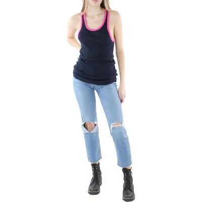 Женская темно-синяя футболка в рубчик с открытой спиной Sundry 1 BHFO 7206
