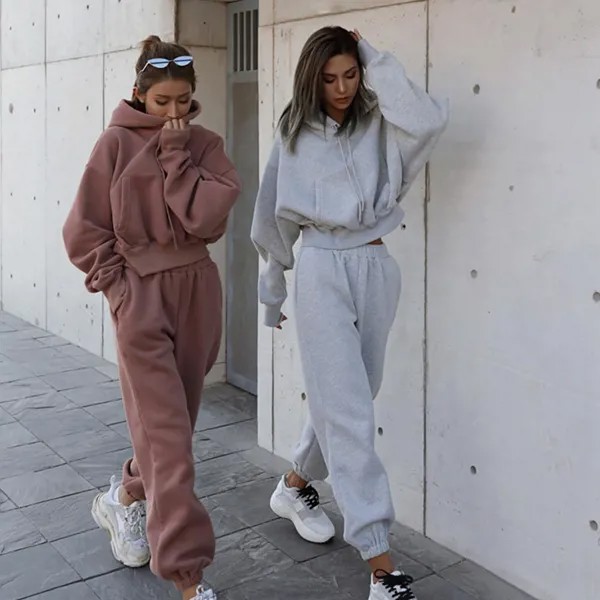 Спортивные костюмы Женские теплые толстовки и брюки Комплект оверсайз Спортивная одежда Спортивный костюм Комплект Осень Зимние костюмы на флисе для женщин y2k