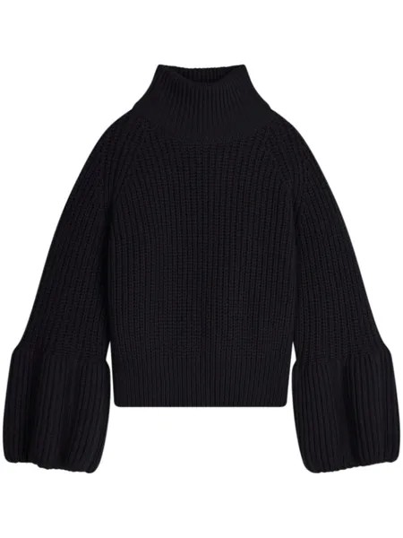 DRIES VAN NOTEN шерстяной свитер с высоким воротником, синий