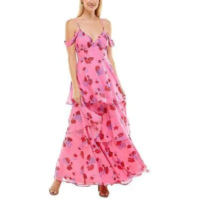 Женское розовое многоуровневое вечернее платье Crystal Doll с цветочным принтом для юниоров 5 BHFO 3787