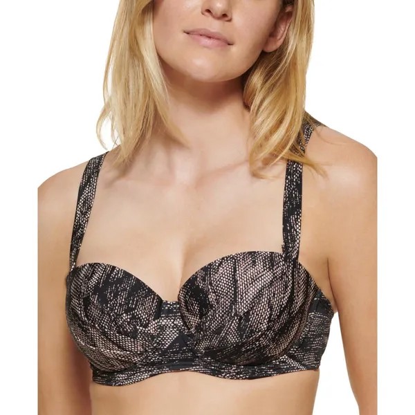 Женский купальник бикини на косточках с принтом Calvin Klein, цвет Black Multi
