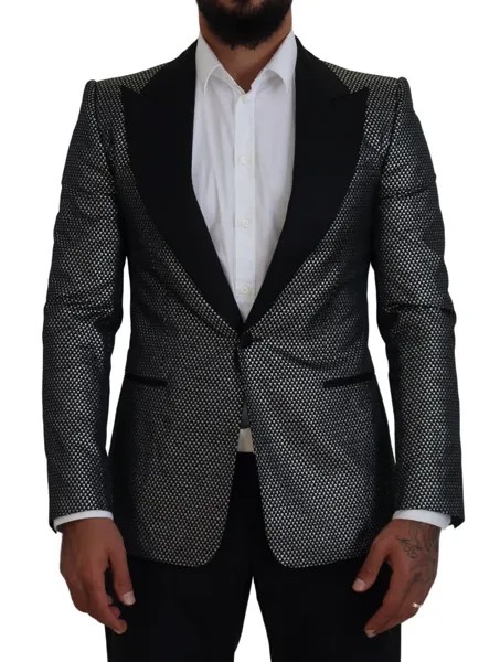 DOLCE - GABBANA Блейзер Черный Серебристый Жаккардовый пиджак Slim Fit IT48 /US38/ M $3000