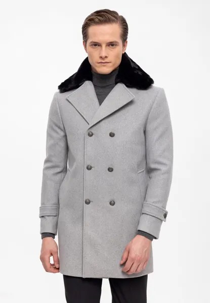 Короткое пальто Detailed Collar Double Breasted Antioch, цвет light grey