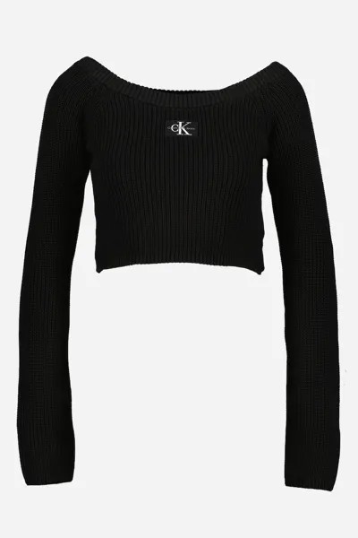 Укороченный свитер в рубчик Calvin Klein Jeans, черный