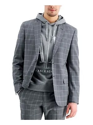 ARMANI Мужской серый однобортный пиджак в шотландскую клетку стрейч 44 л