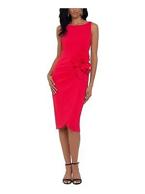 XSCAPE Женское красное вечернее платье-футляр миди без рукавов с цветочным принтом 12